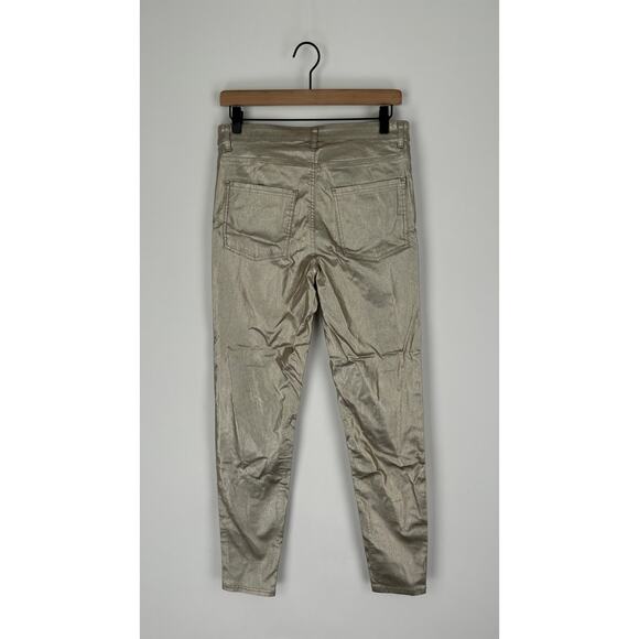 Calzedonia Coated Metallic Skinny Jeans Platinum Womens Size Large Faux Leather - Picture 4 of 7